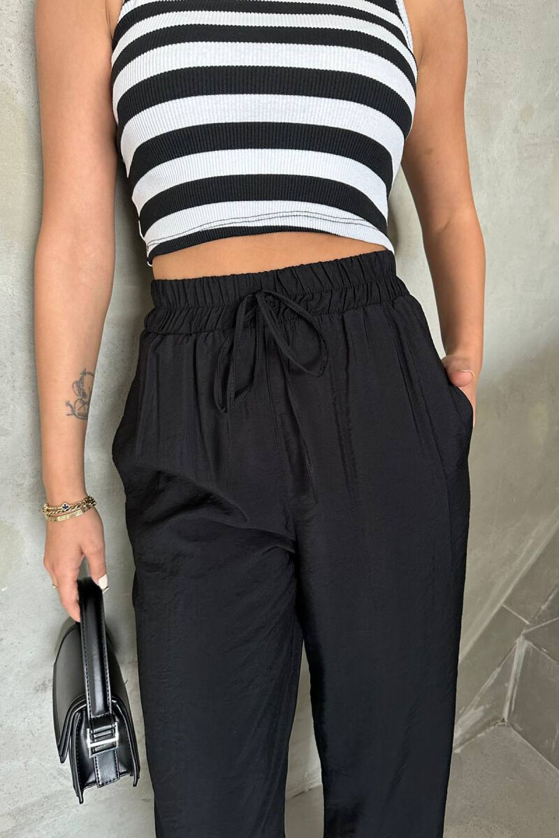 ONE COLOR ELASTIC WAIST WOMAN TROUSERS BLACK/ E ZEZE - 4