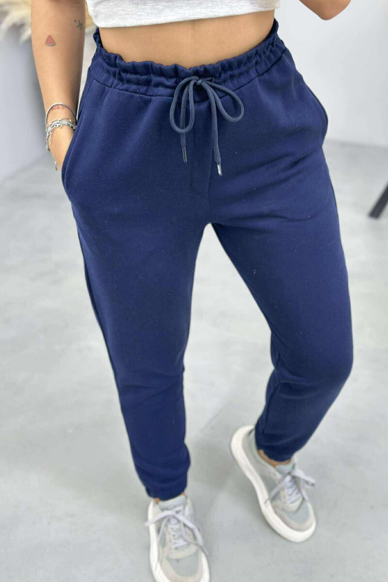 ONE COLOR ELASTIC WAIST WOMEN JOGGERS BLUE/BLU - 2