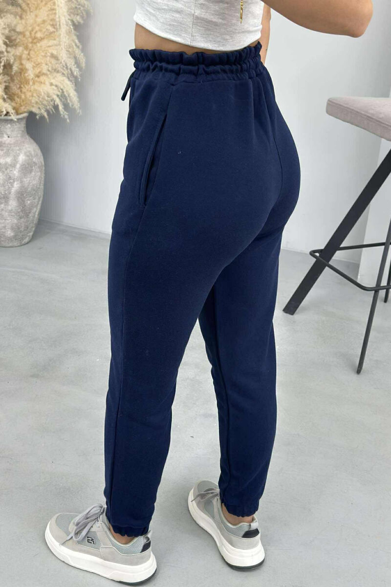 ONE COLOR ELASTIC WAIST WOMEN JOGGERS BLUE/BLU - 3
