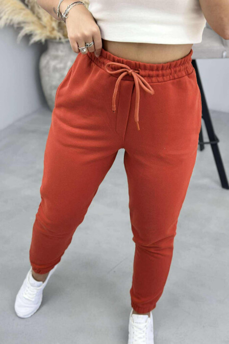 ONE COLOR ELASTIC WAIST WOMEN JOGGERS BRICK/TULLE - 4