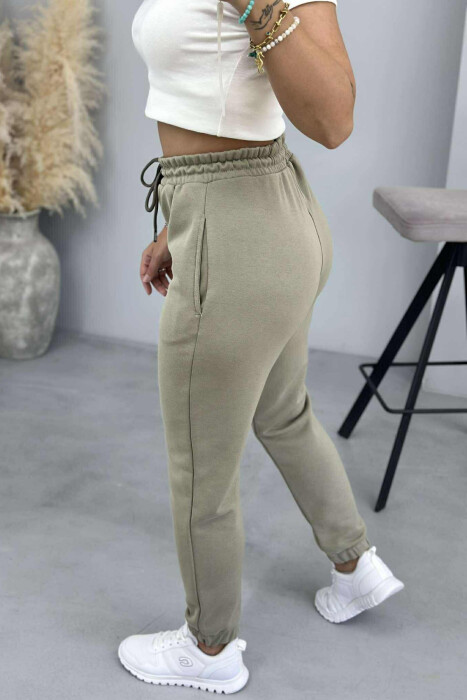 ONE COLOR ELASTIC WAIST WOMEN JOGGERS OLIVE/ULLI - 3