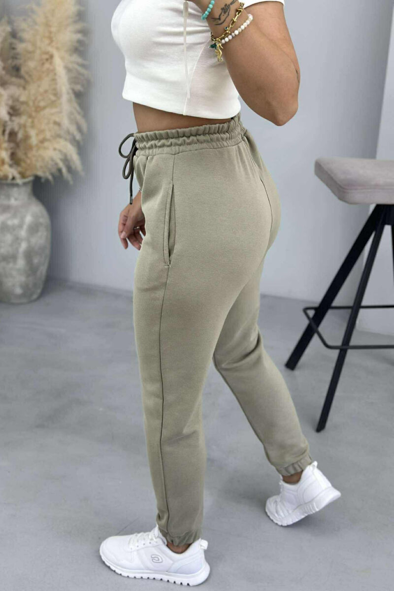 ONE COLOR ELASTIC WAIST WOMEN JOGGERS OLIVE/ULLI - 3