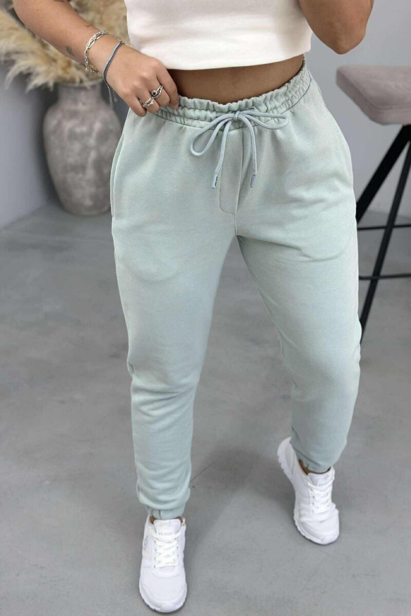 ONE COLOR ELASTIC WAIST WOMEN JOGGERS MINT/MENTE - 4