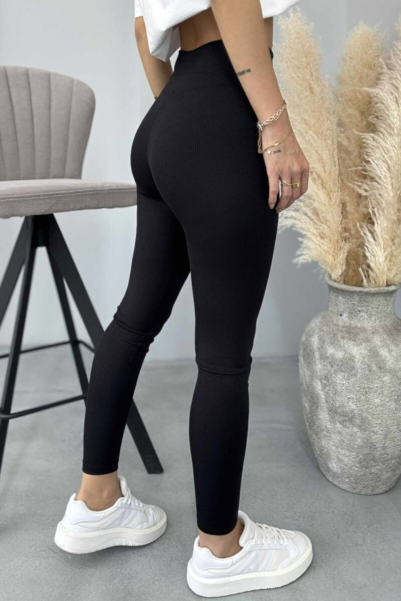 ONE COLOR ELASTIC WAIST WOMEN LEGGINGS BLACK/ E ZEZE - 7