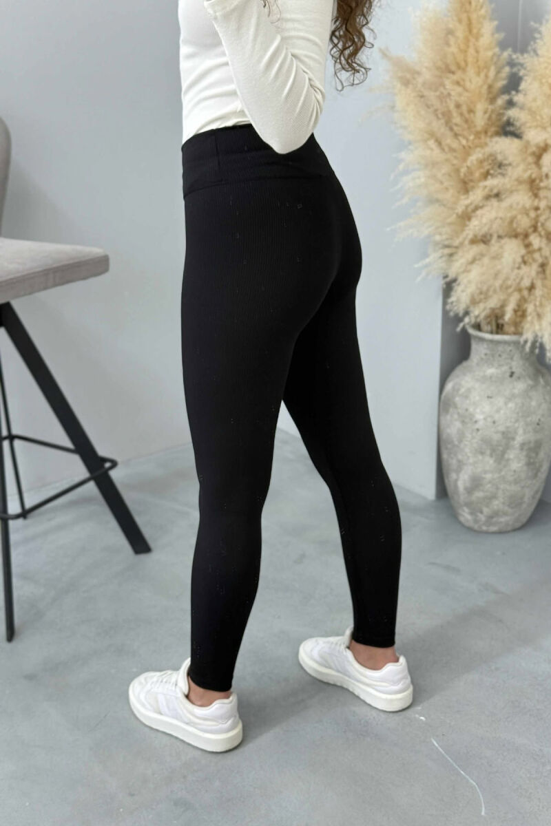 ONE COLOR ELASTIC WAIST WOMEN LEGGINGS BLACK/ E ZEZE - 4