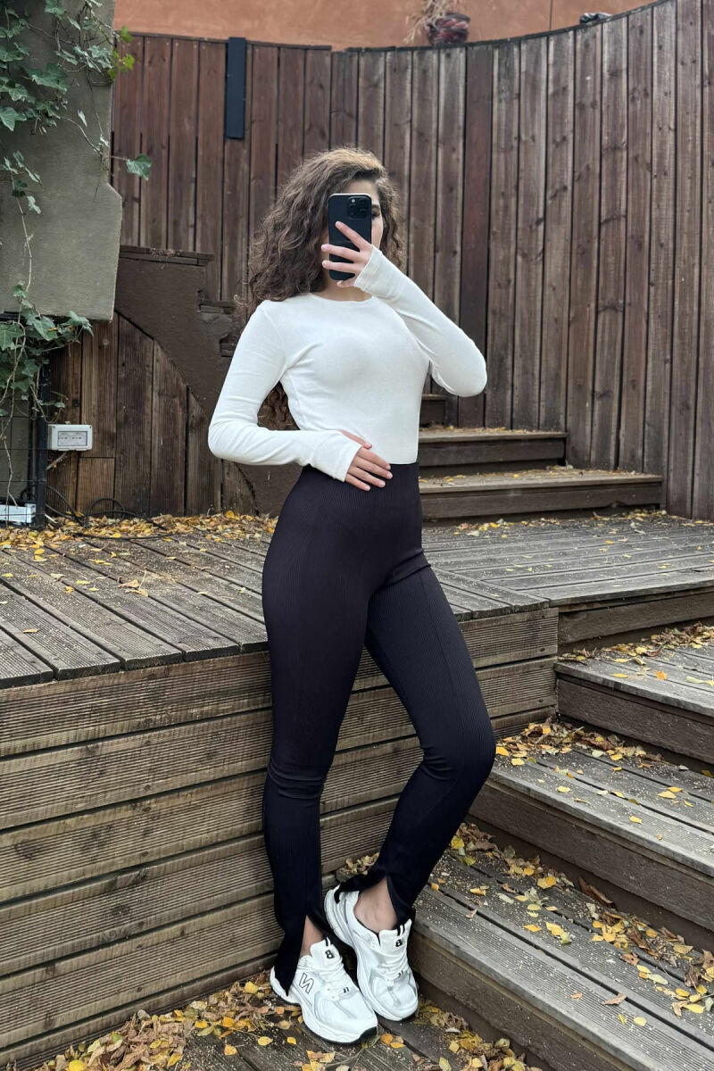 ONE COLOR ELASTIC WOMEN LEGGINGS BLACK/ E ZEZE - 2