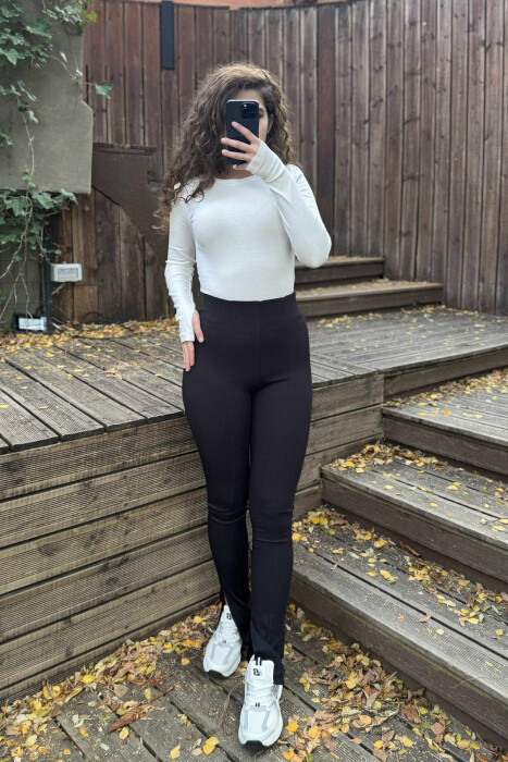 ONE COLOR ELASTIC WOMEN LEGGINGS BLACK/ E ZEZE - 3