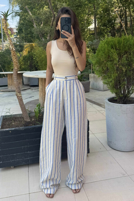 ONE COLOR ELASTIC WOMEN TANK TOP BEIGE/BEZHE - 2