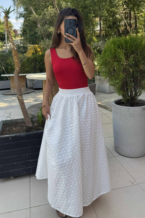 ONE COLOR ELASTIC WOMEN TANK TOP RED/E KUQE - 5