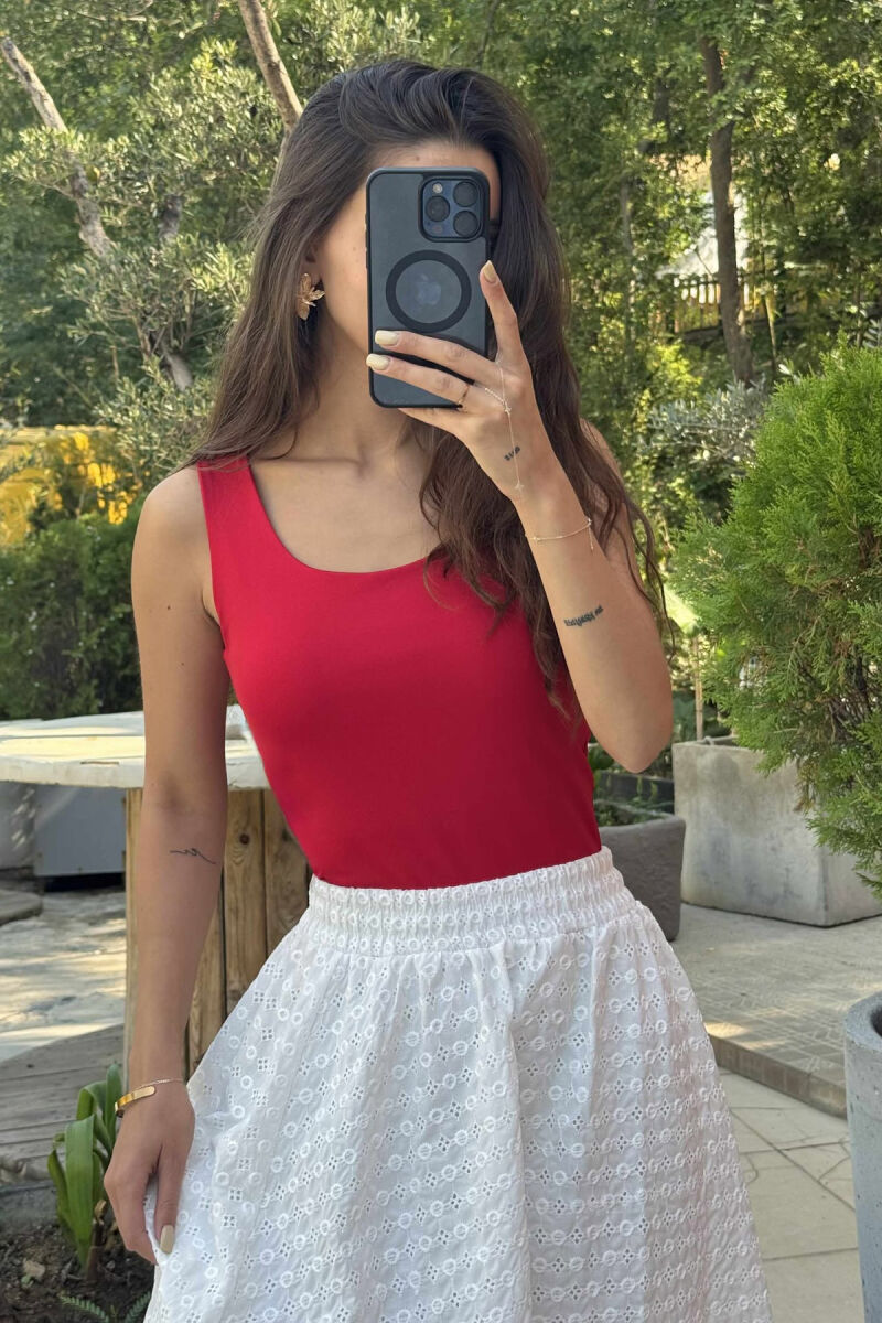 ONE COLOR ELASTIC WOMEN TANK TOP RED/E KUQE - 7