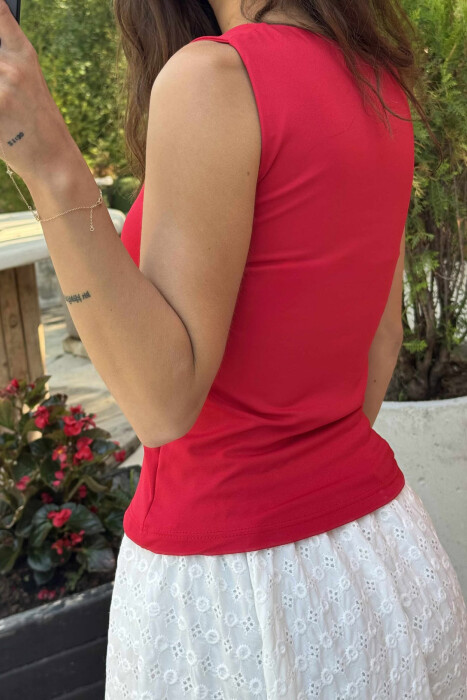 ONE COLOR ELASTIC WOMEN TANK TOP RED/E KUQE - 8