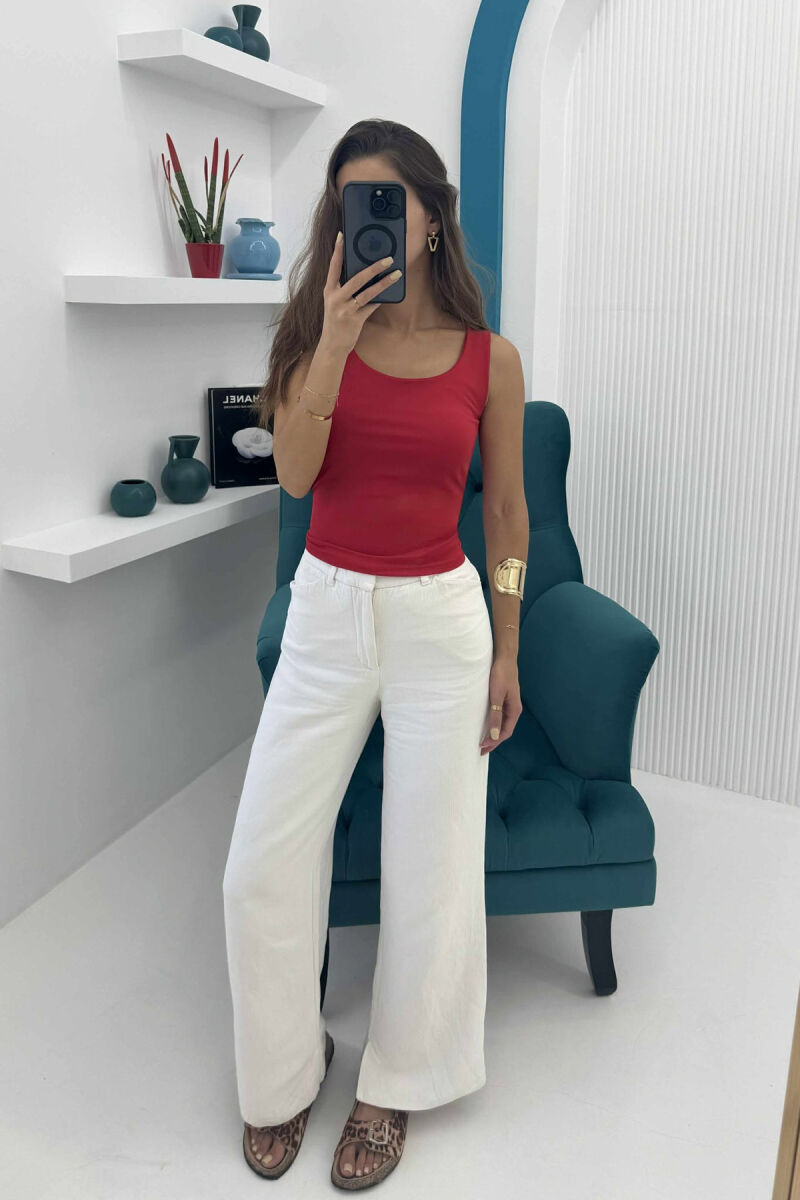 ONE COLOR ELASTIC WOMEN TANK TOP RED/E KUQE - 2