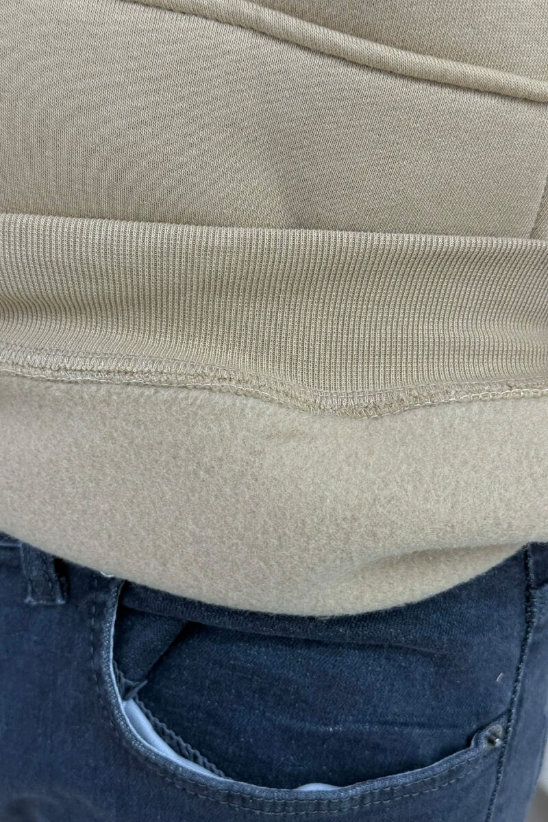 ONE COLOR FLUFFY MILANO WRITTING MEN HOODIE BEIGE/BEZHE - 4