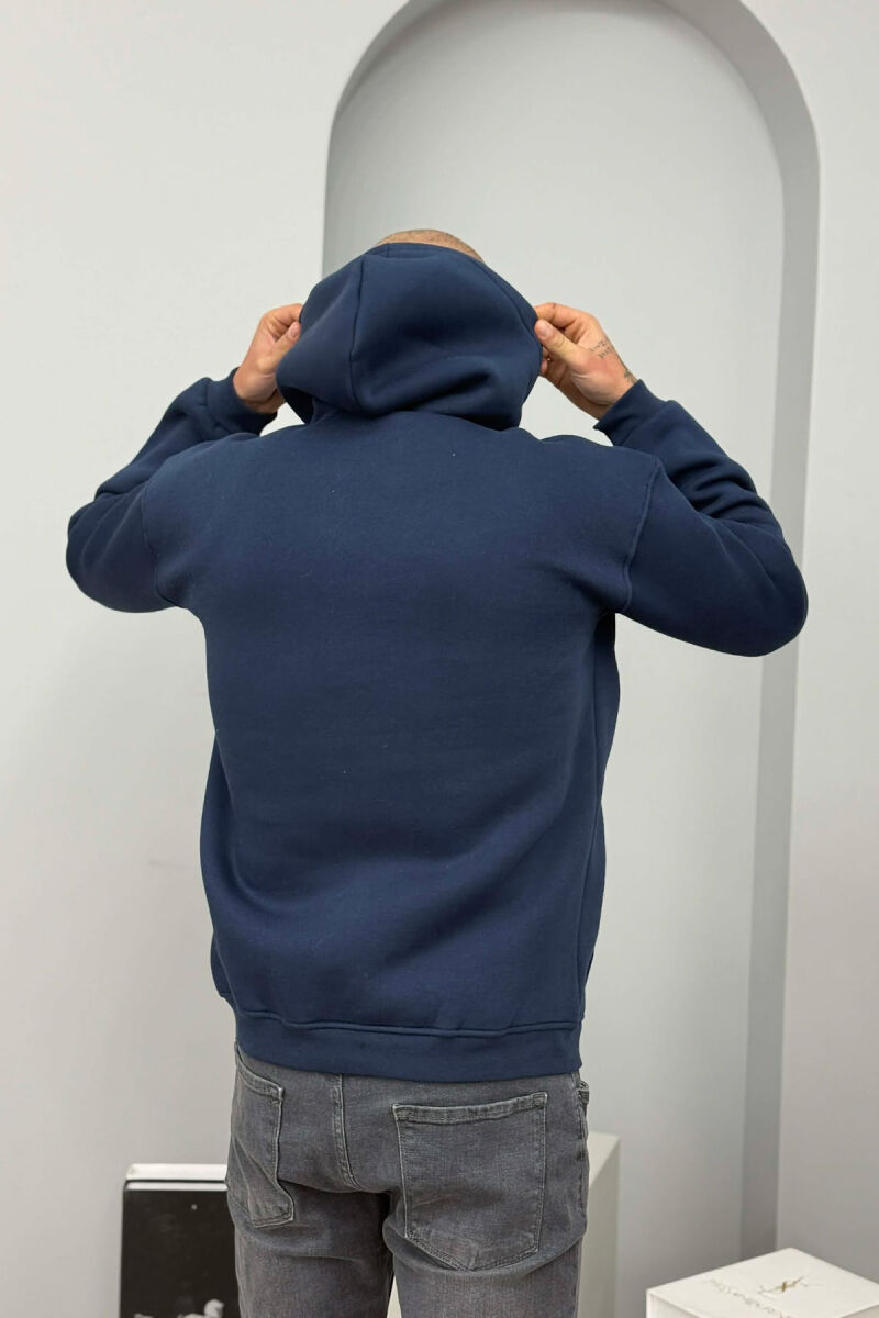 ONE COLOR FLUFFY MILANO WRITTING MEN HOODIE BLUE/BLU - 5