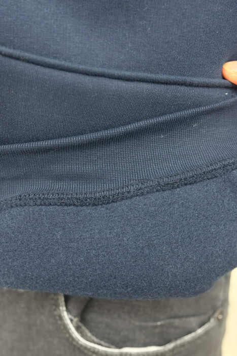 ONE COLOR FLUFFY MILANO WRITTING MEN HOODIE BLUE/BLU - 4