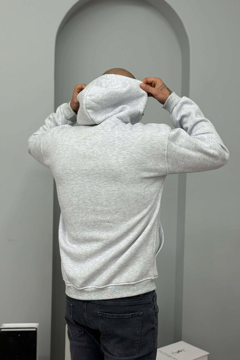 ONE COLOR FLUFFY MILANO WRITTING MEN HOODIE LIGHT GREY/GZ - 5