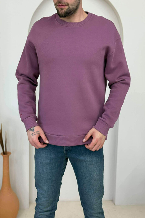 ONE COLOR FLUFFY SIMPLE MEN SWEATSHIRT PURPLE/LEJLA 