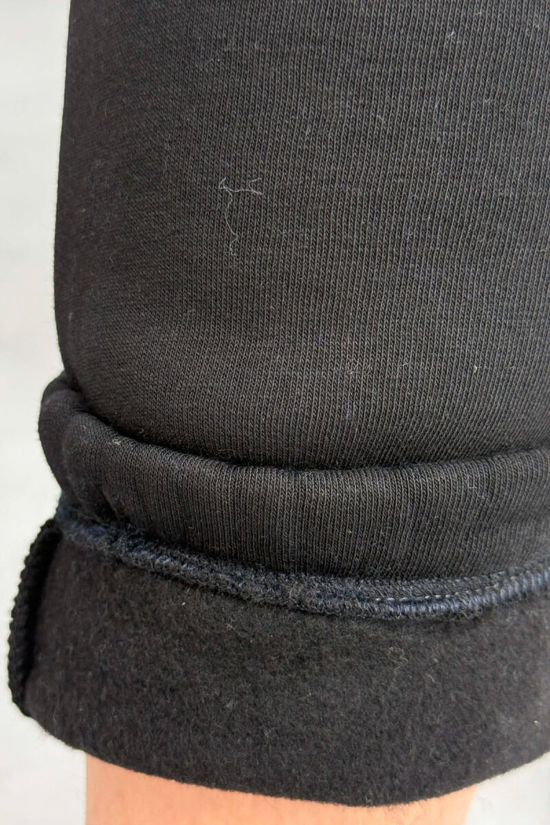 ONE COLOR FLUFFY SIMPLE WOMEN SWEATPANTS BLACK/ E ZEZE - 5