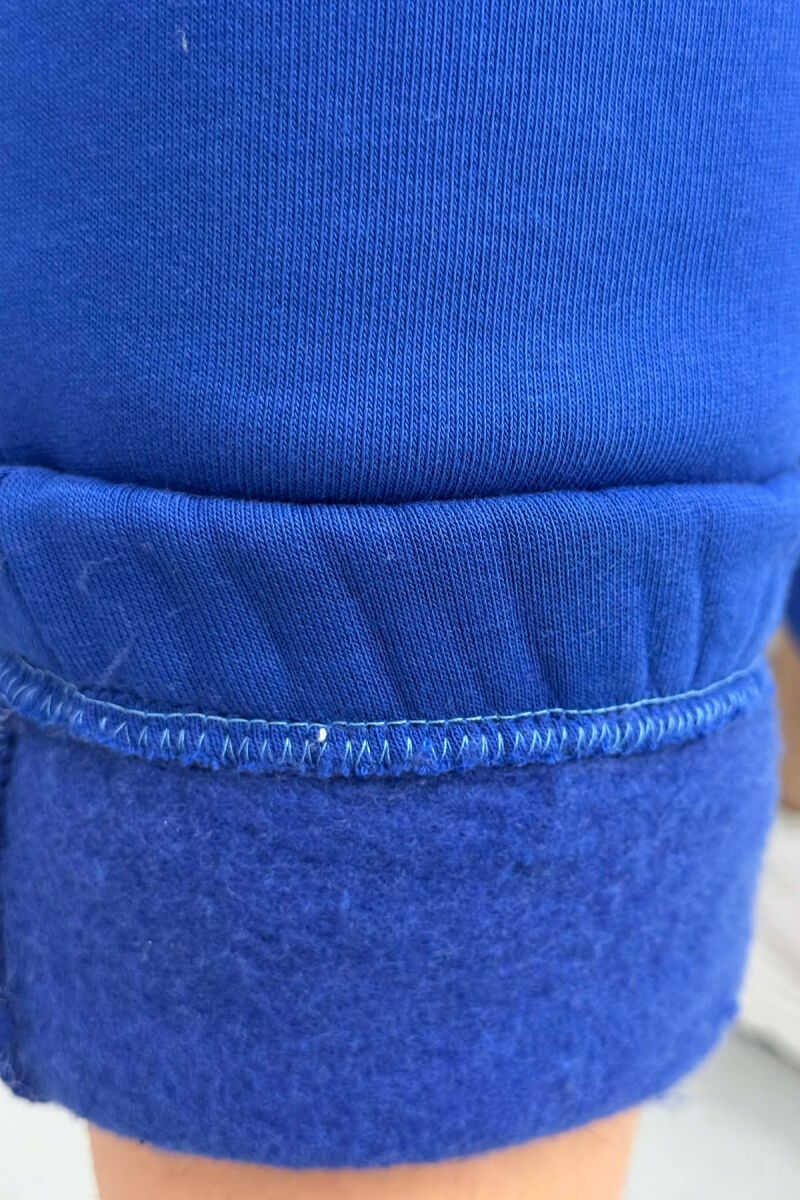 ONE COLOR FLUFFY SIMPLE WOMEN SWEATPANTS BLUE/BLU - 5