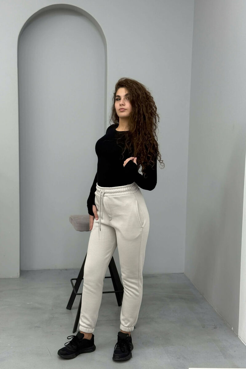 ONE COLOR FLUFFY SIMPLE WOMEN SWEATPANTS BRIGHT GREY/GRI E SHNDRITSHME - 2