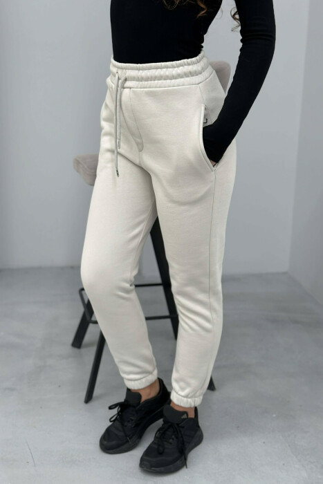 ONE COLOR FLUFFY SIMPLE WOMEN SWEATPANTS BRIGHT GREY/GRI E SHNDRITSHME - 3