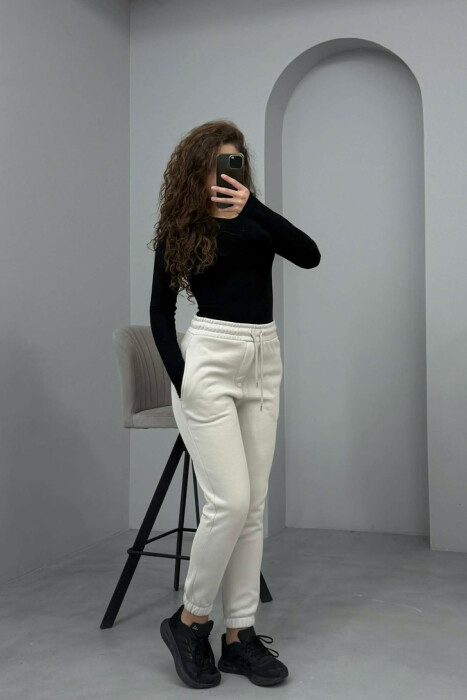 ONE COLOR FLUFFY SIMPLE WOMEN SWEATPANTS BRIGHT GREY/GRI E SHNDRITSHME - 1