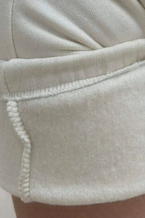 ONE COLOR FLUFFY SIMPLE WOMEN SWEATPANTS CREAM/KREM - 5