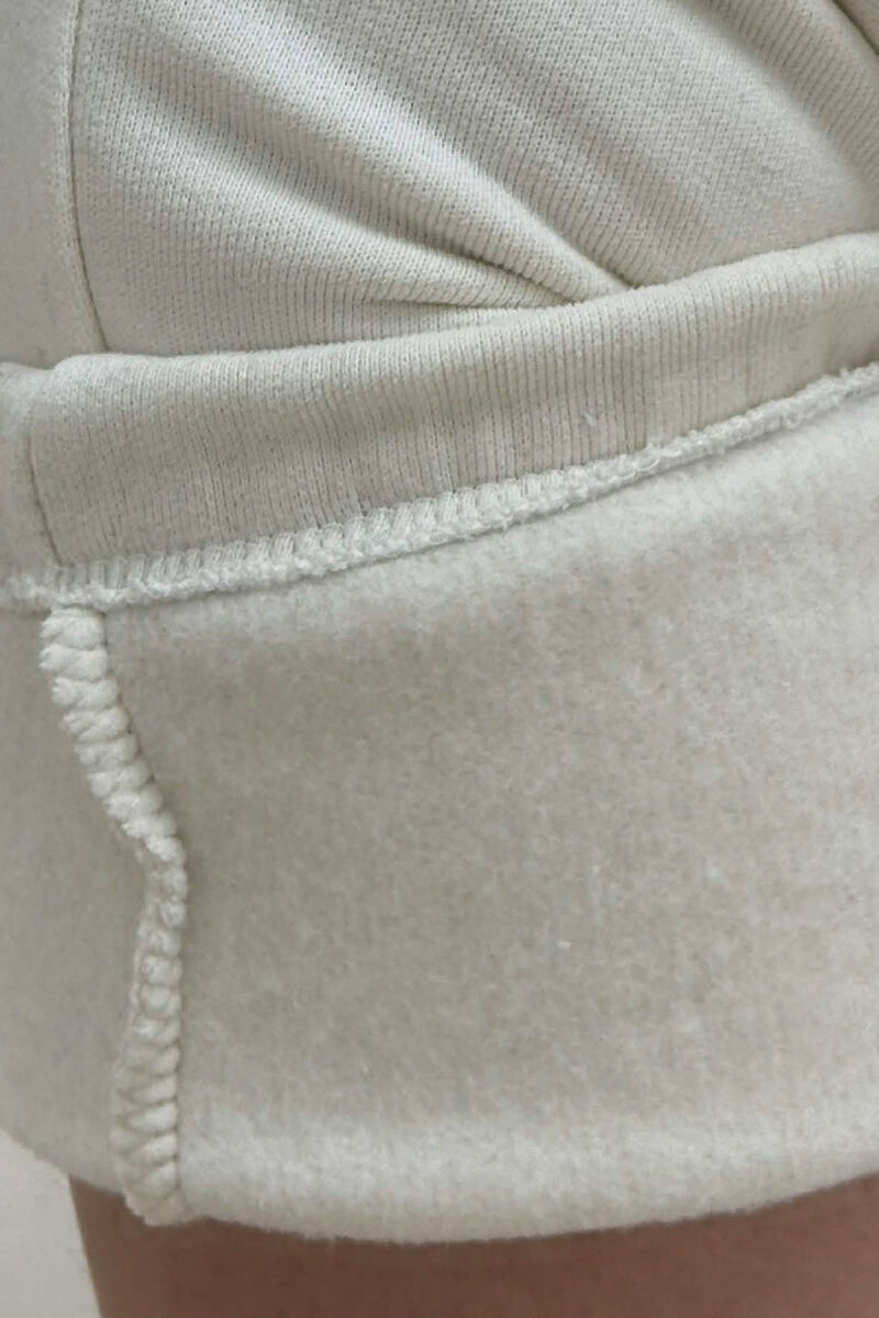 ONE COLOR FLUFFY SIMPLE WOMEN SWEATPANTS CREAM/KREM - 5