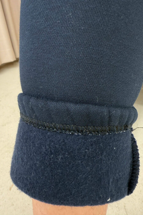 ONE COLOR FLUFFY SIMPLE WOMEN SWEATPANTS DARK BLUE/BEE - 5