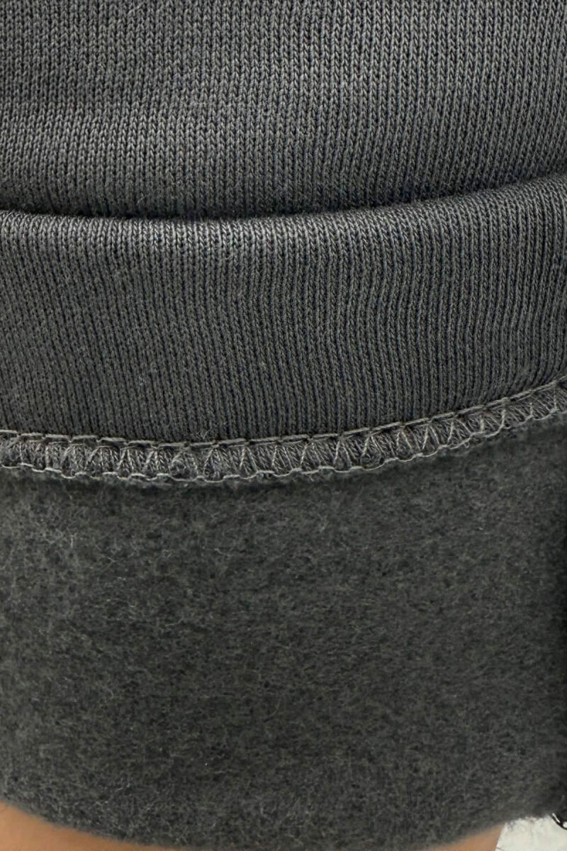 ONE COLOR FLUFFY SIMPLE WOMEN SWEATPANTS DARK GREY/GEE - 5