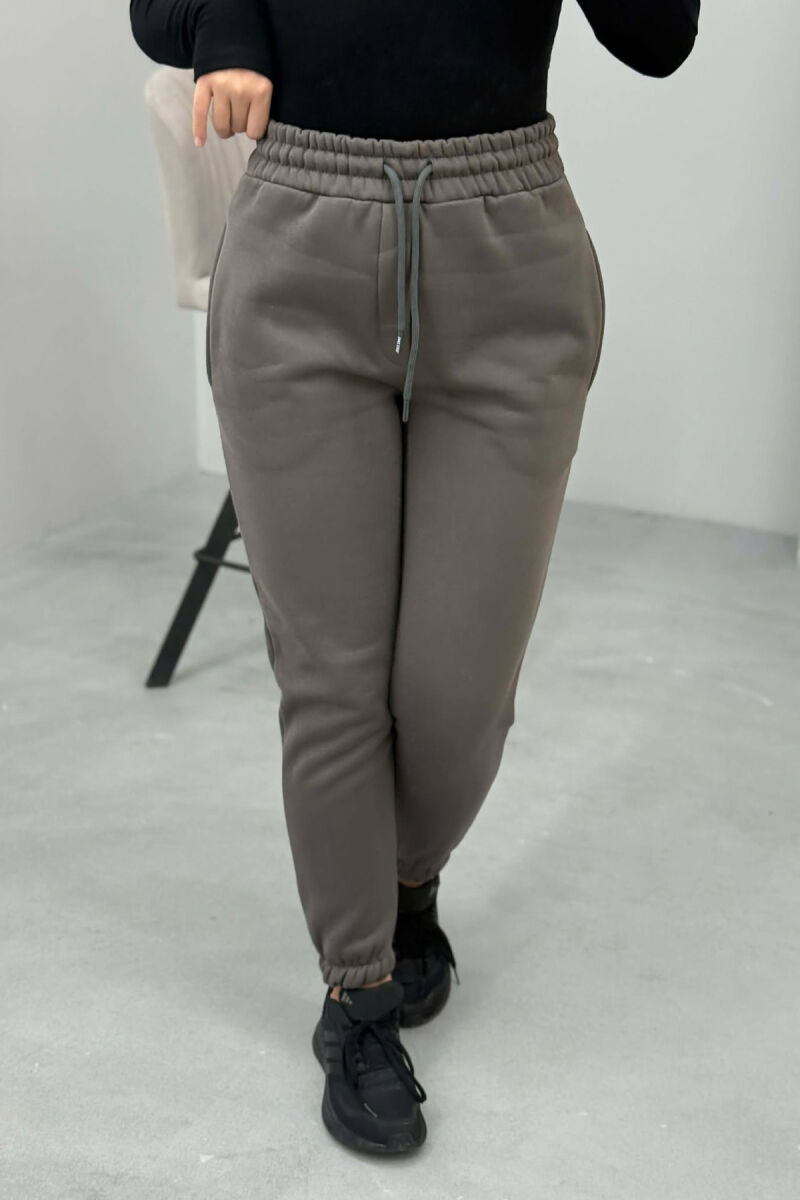 ONE COLOR FLUFFY SIMPLE WOMEN SWEATPANTS GREY ASH/GRI HIRI - 3