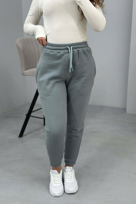ONE COLOR FLUFFY SIMPLE WOMEN SWEATPANTS IRON GREY/GRI HEKURI - 3