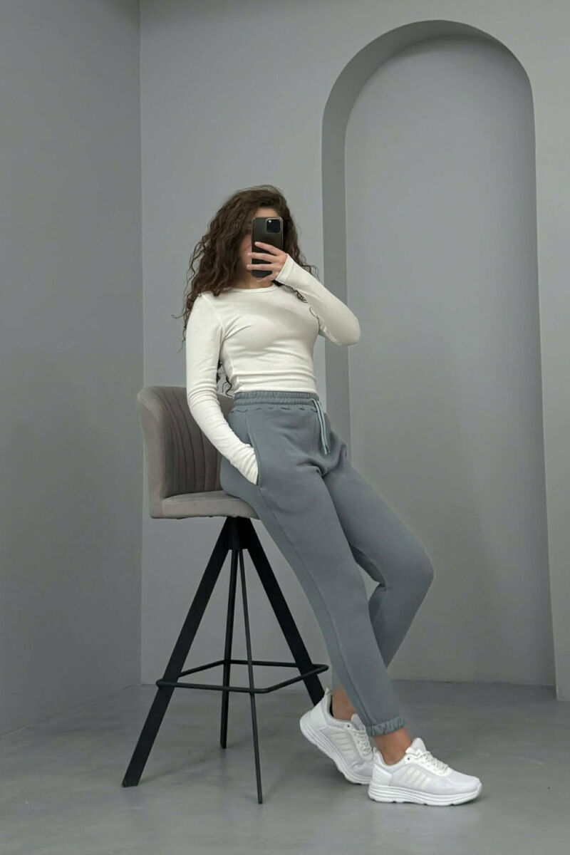 ONE COLOR FLUFFY SIMPLE WOMEN SWEATPANTS IRON GREY/GRI HEKURI - 2