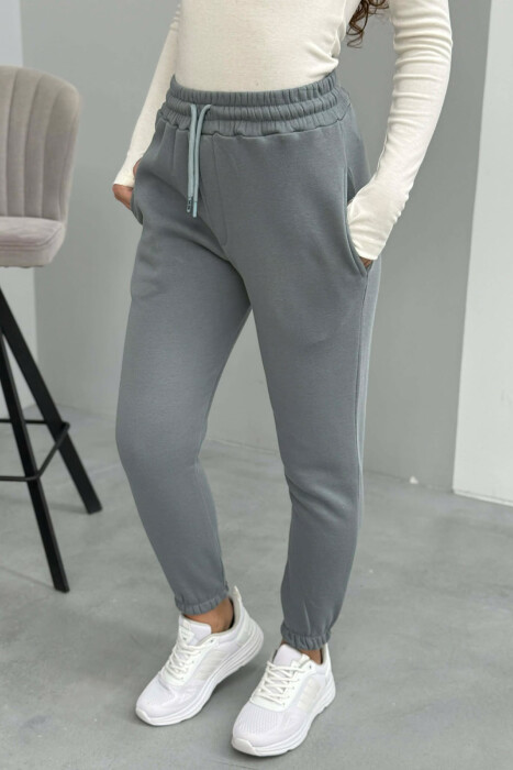 ONE COLOR FLUFFY SIMPLE WOMEN SWEATPANTS IRON GREY/GRI HEKURI - 4