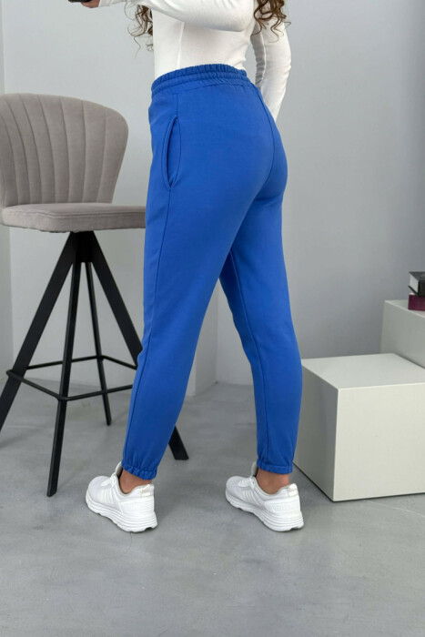 ONE COLOR FLUFFY SIMPLE WOMEN SWEATPANTS LIGHTBLUE/BZ - 4