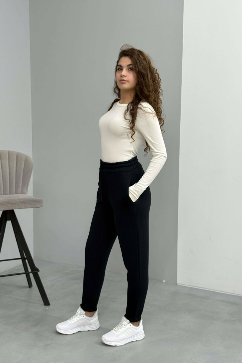 ONE COLOR FLUFFY SIMPLE WOMEN SWEATPANTS MIDNIGHT BLUE/BLU MESNATE - 2