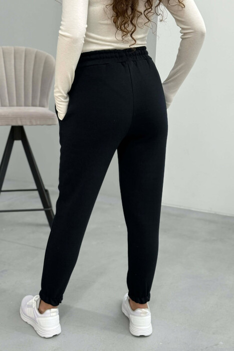 ONE COLOR FLUFFY SIMPLE WOMEN SWEATPANTS MIDNIGHT BLUE/BLU MESNATE - 5