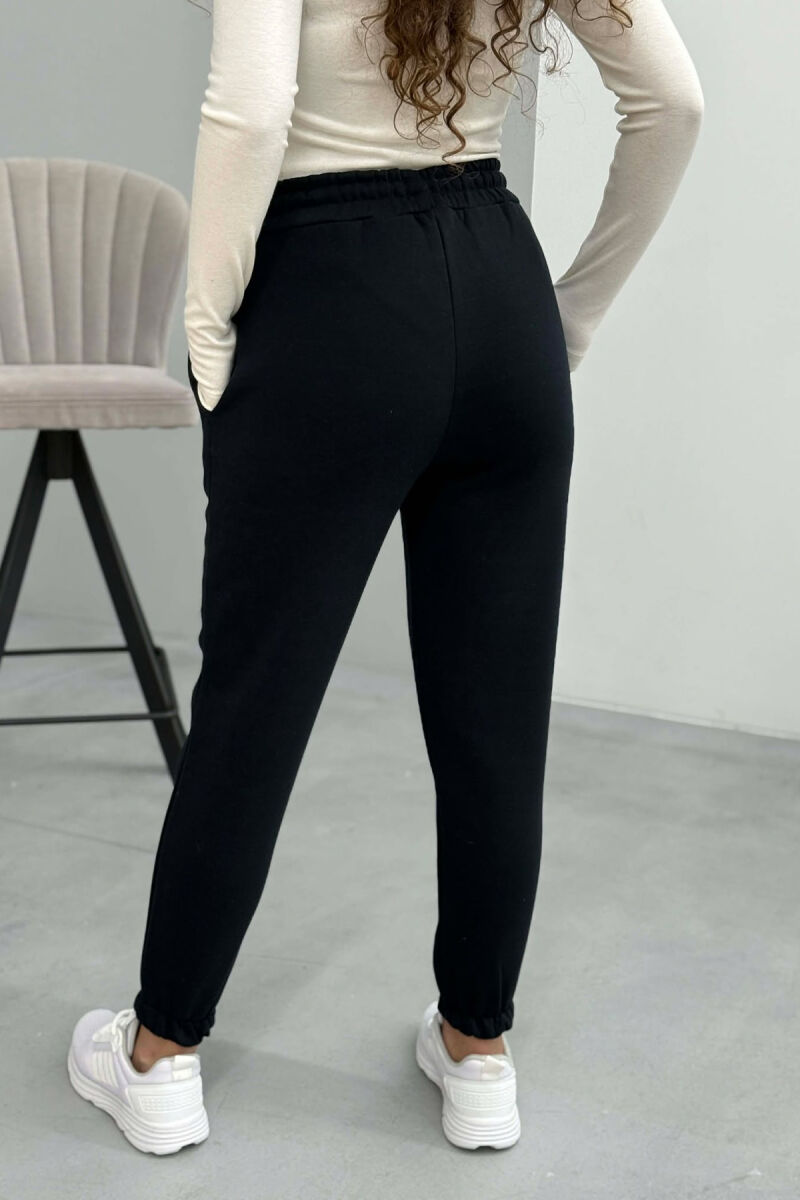 ONE COLOR FLUFFY SIMPLE WOMEN SWEATPANTS MIDNIGHT BLUE/BLU MESNATE - 5