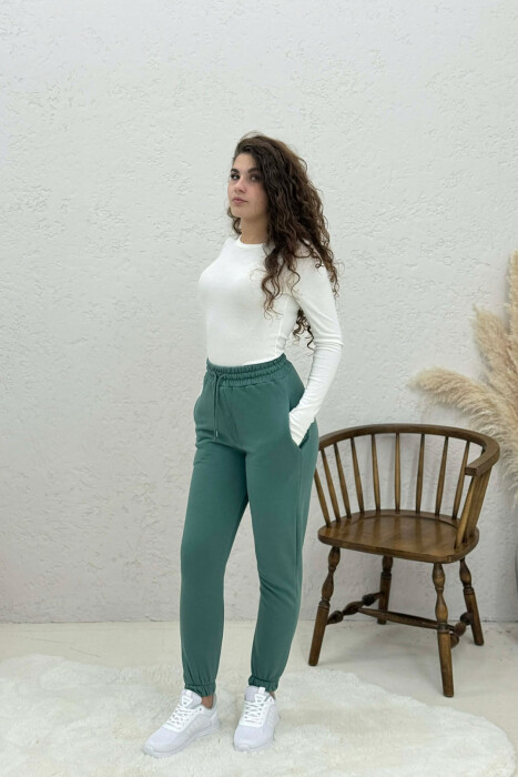 ONE COLOR FLUFFY SIMPLE WOMEN SWEATPANTS MINT/MENTE - 2