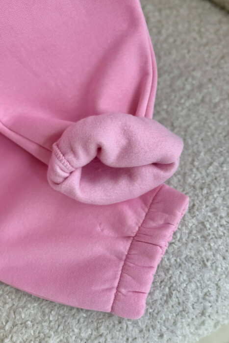 ONE COLOR FLUFFY SIMPLE WOMEN JOGGERS PINK/ROZE - 5