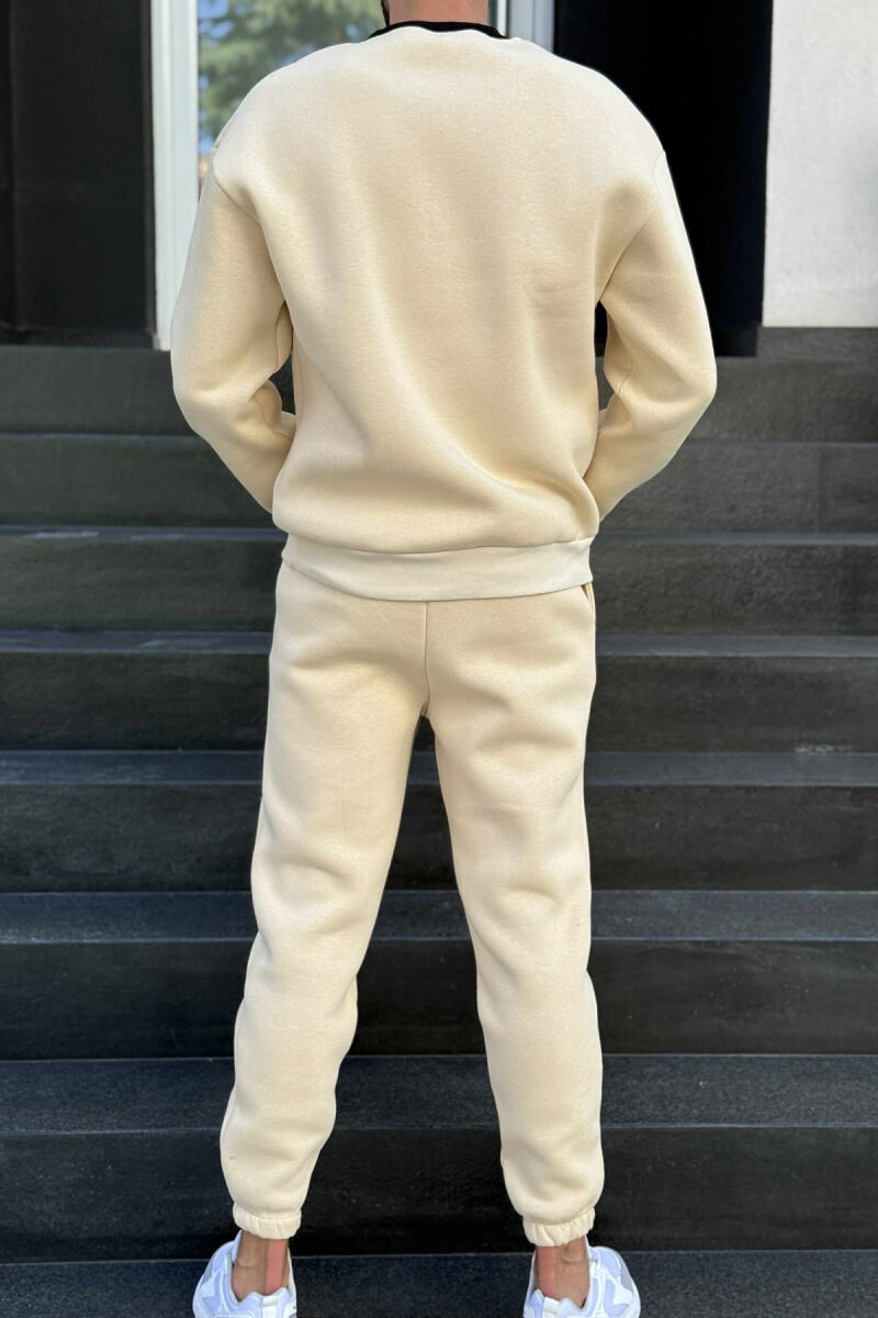 ONE COLOR FLUFFY SWEATSHIRT+JOGGERS MEN SET BEIGE/BEZHE - 4