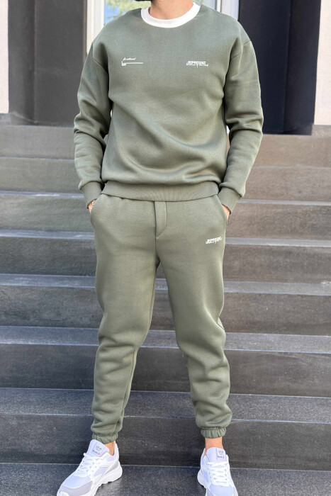 ONE COLOR FLUFFY SWEATSHIRT+JOGGERS MEN SET OLIVE/ULLI 