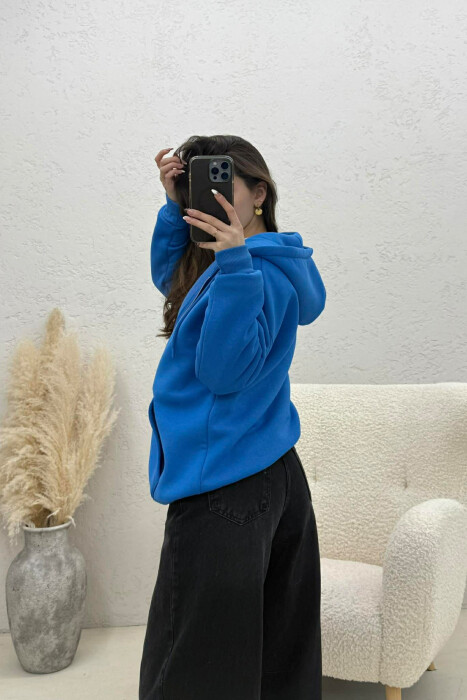 ONE COLOR FLUFFY WOMAN COTTON JACKET BLUE/BLU - 2