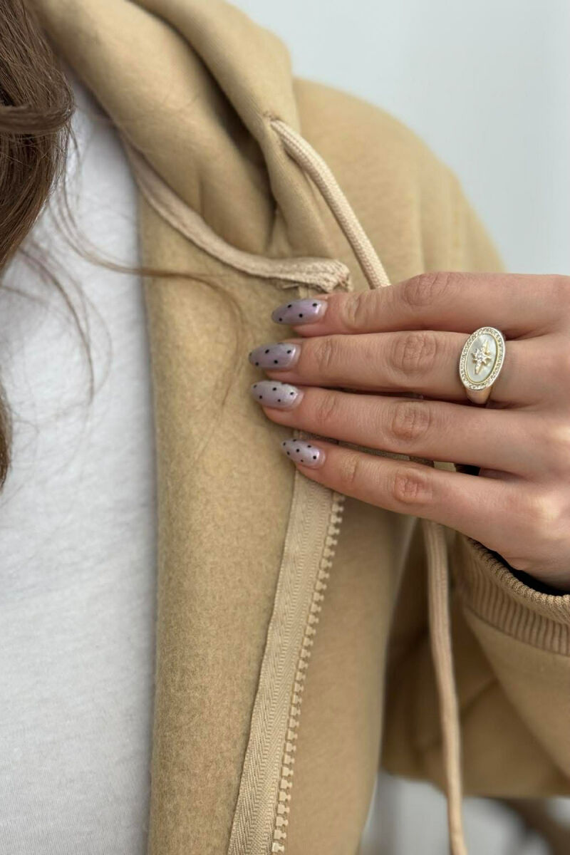 ONE COLOR FLUFFY WOMEN COTTON JACKET BEIGE/BEZHE - 5