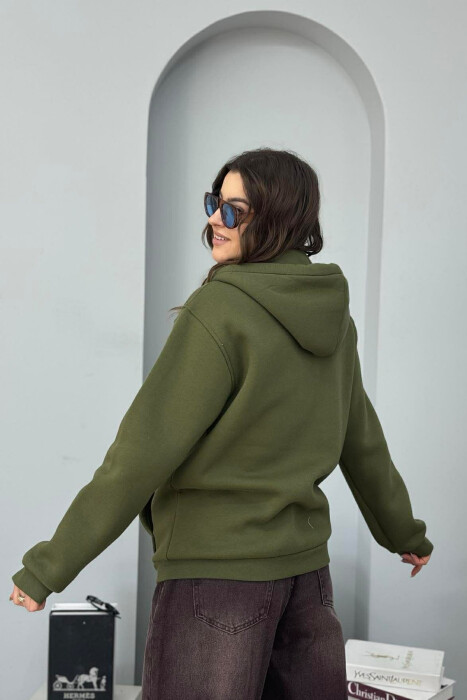 ONE COLOR FLUFFY WOMEN COTTON JACKET GREEN/JESHILE - 2