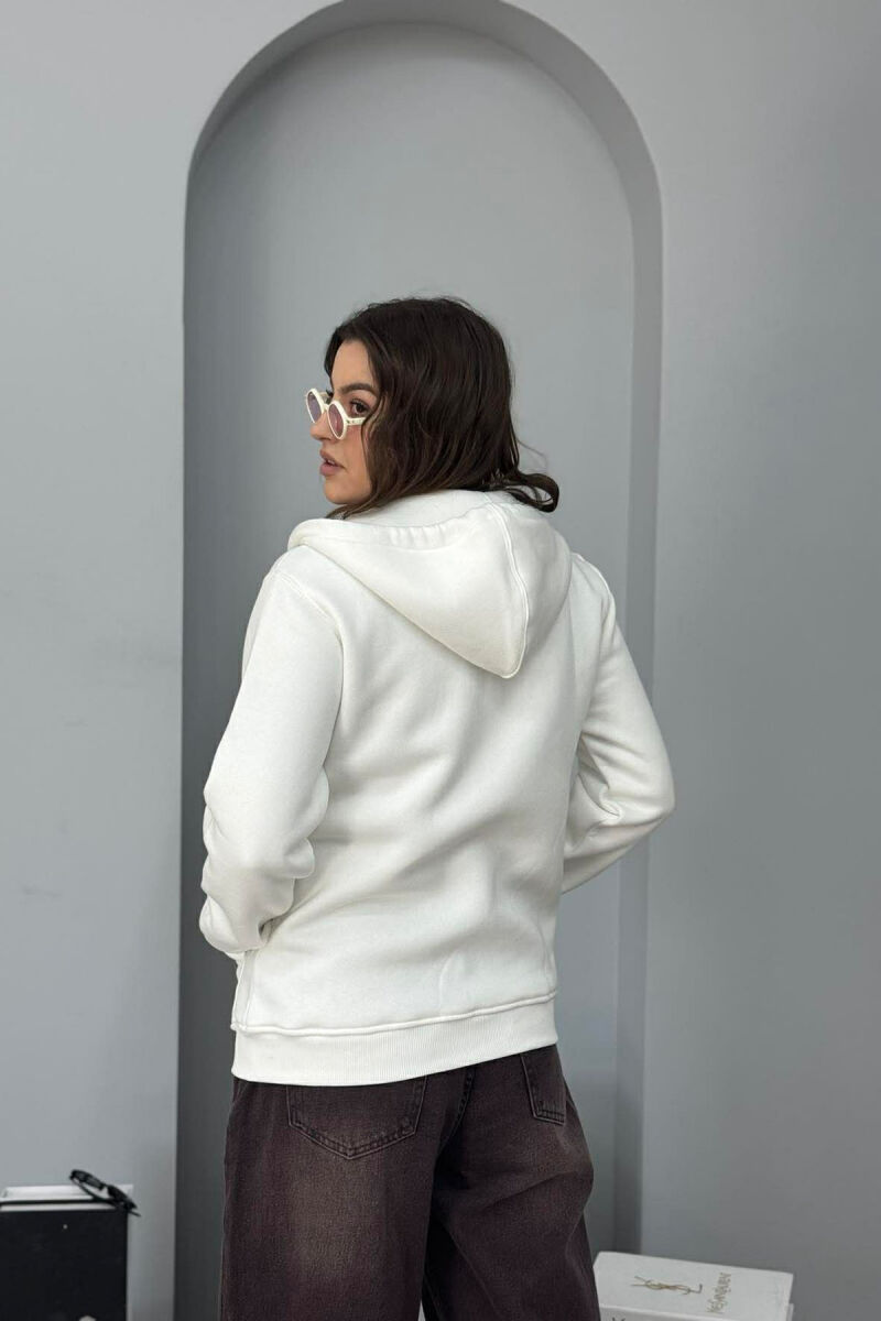 ONE COLOR FLUFFY WOMEN COTTON JACKET WHITE-E BARDHE - 3