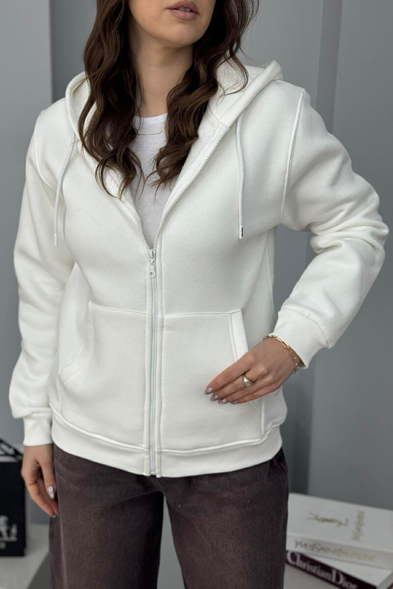 ONE COLOR FLUFFY WOMEN COTTON JACKET WHITE-E BARDHE - 4