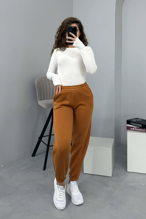 ONE COLOR FLUFFY WOMEN JOGGERS BRICK/TULLE 