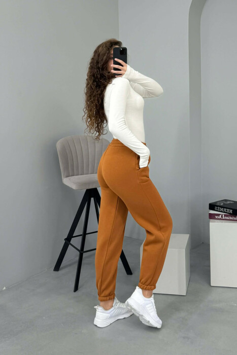 ONE COLOR FLUFFY WOMEN JOGGERS BRICK/TULLE - 5