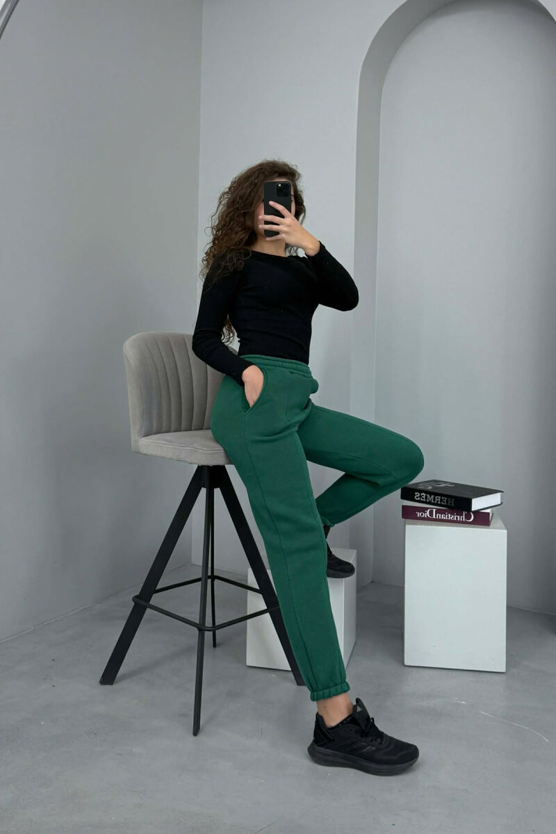 ONE COLOR FLUFFY WOMEN JOGGERS GREEN/JESHILE - 2